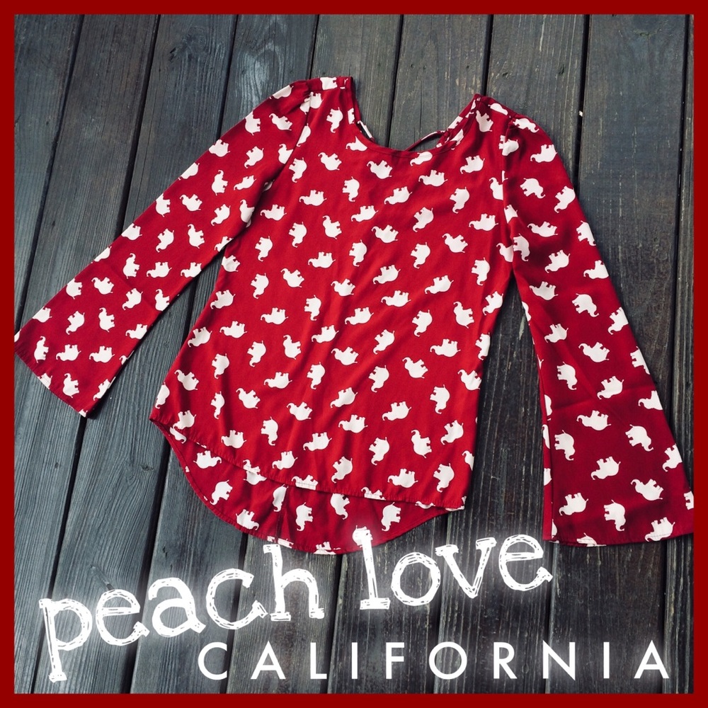 PEACH LOVE Elephant Print Top
